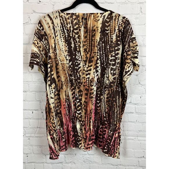 LANE BRYANT beige brown pink gathered shoulders blouse top size 18/20 - Picture 7 of 7